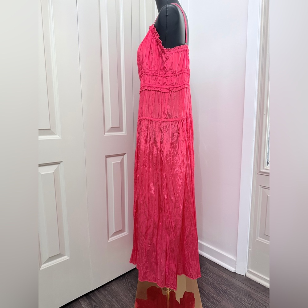 J. Crew Hot Pink Ruched Midi Dress - Picture 7 of 9